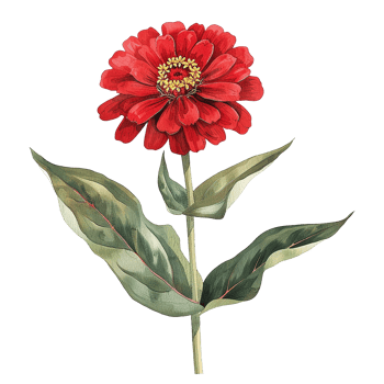 AI generated Red zinnia flower isolated on transparent background png