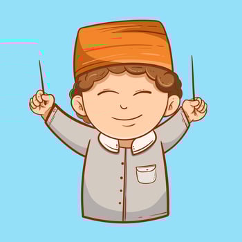 Happy Muslim kid cartoon of Arabic Muslim Celebrating eid illustration vector