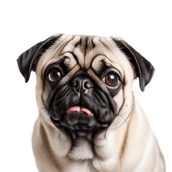 AI generated Pug dog on cut out background png