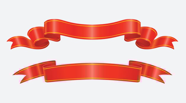 Red ribbons with gold collection vector
