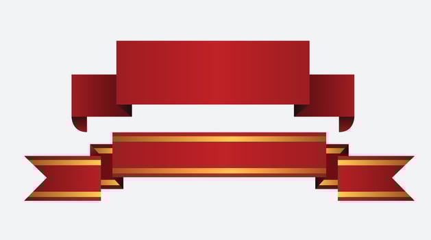 Red ribbons with gold collection vector
