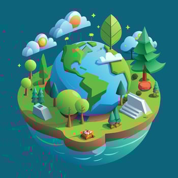 Planet earth in flat style. Earth day concept. Vector illustration.