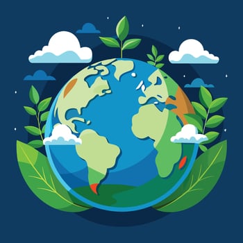 Planet earth in flat style. Earth day concept. Vector illustration.