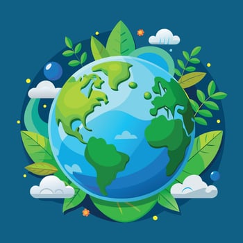Planet earth in flat style. Earth day concept. Vector illustration.