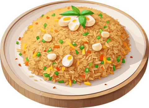 AI generated Isolated basil fried rice recipe, watercolor illustration png, perfect design element for Asian food recipe and idea, traditional cuisine, cooking and kitchen decor, meal, calories png