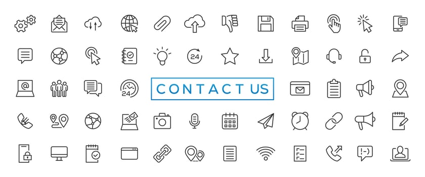 Set of simple Contact us icons for web and mobile app. Social Media network icon call us email mobile signs. Customer service. Contact support sign and symbols vector