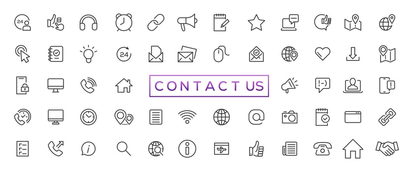 Set of simple Contact us icons for web and mobile app. Social Media network icon call us email mobile signs. Customer service. Contact support sign and symbols vector