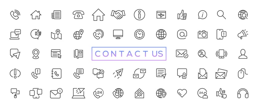 Set of simple Contact us icons for web and mobile app. Social Media network icon call us email mobile signs. Customer service. Contact support sign and symbols vector
