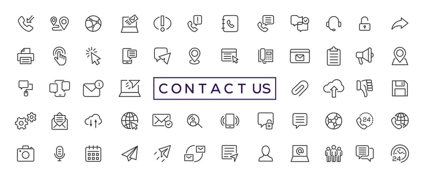 Set of simple Contact us icons for web and mobile app. Social Media network icon call us email mobile signs. Customer service. Contact support sign and symbols vector
