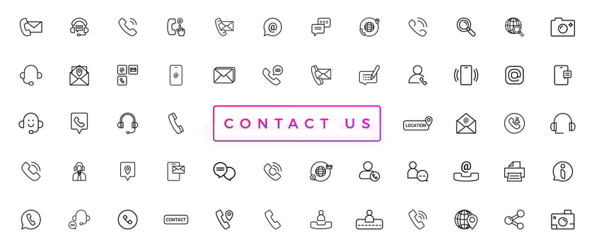 Contact Us web icons in line style. Web and mobile icon. Chat, support, message, phone. Vector illustration