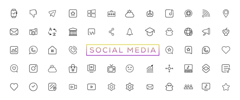 Social media logotype set. Facebook instagram twitter youtube snapchat whatsap pinterest linkedin vimeo tiktok periscope behance reddit logo set. Social network icons vector