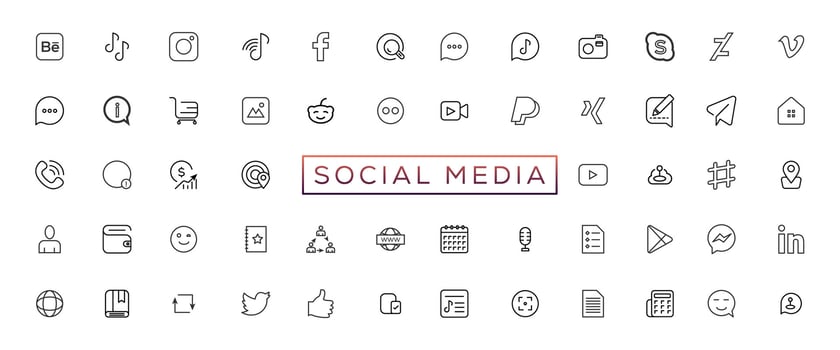 Social media logotype set. Facebook instagram twitter youtube snapchat whatsap pinterest linkedin vimeo tiktok periscope behance reddit logo set. Social network icons vector