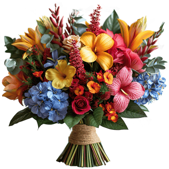 AI generated Colorful flower bouquete isolated on transparent background png