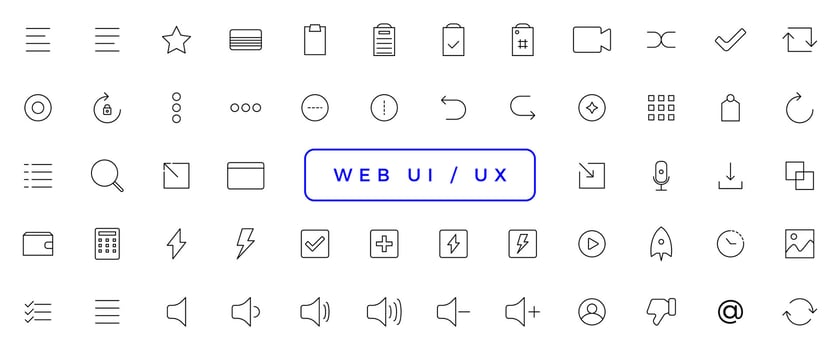 Set of outline ui and ux icons. Minimalist thin linear web icon set vector