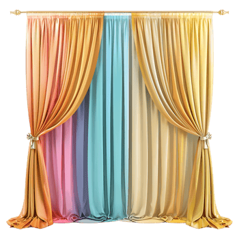 AI generated 3D Rendering of a Wall Colorful Curtains on Transparent Background - Ai Generated png