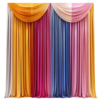 AI generated 3D Rendering of a Wall Colorful Curtains on Transparent Background - Ai Generated png