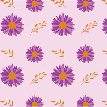 flower seamless pattern on pink background. vector