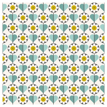 Mid Century Blue And Yellow Flower Pattern png