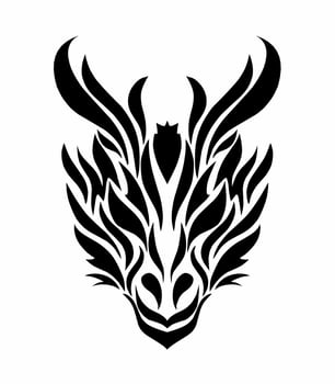 Illustration vector graphics of tribal art face head dragon tattoo black