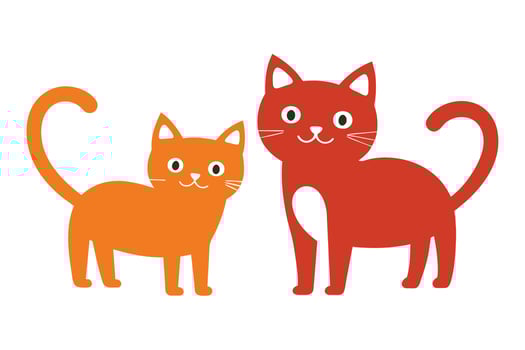Cute cats collection. Domestic funny kitties. Set of linear vector illustration isolated on white background
