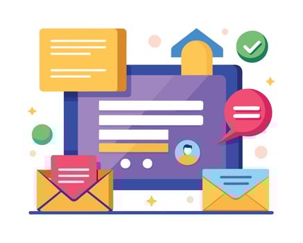 E-mail envelope marketing message and icons vector illustration