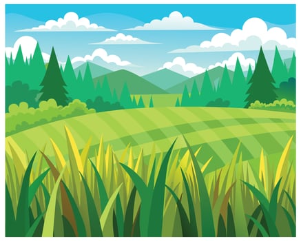 Green grass nature design elements vector illustration