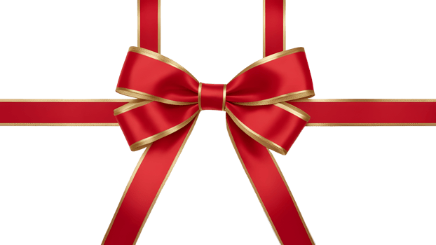 AI generated Red and golden color ribbon and bow elegant festive decoration concept png