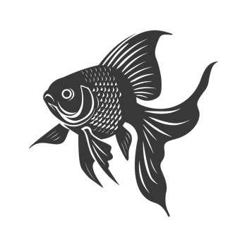 AI generated Silhouette Cute goldfish full body black color only png