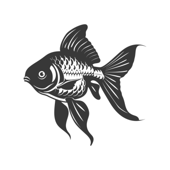 AI generated Silhouette Cute goldfish full body black color only png