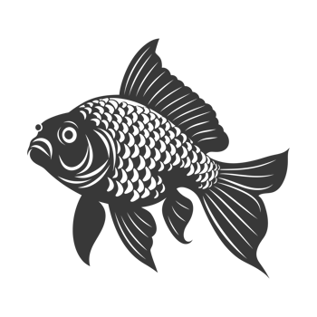 AI generated Silhouette Cute goldfish full body black color only png