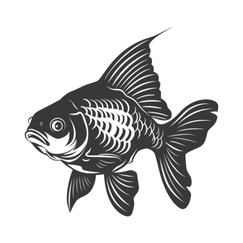 AI generated Silhouette Cute goldfish full body black color only png
