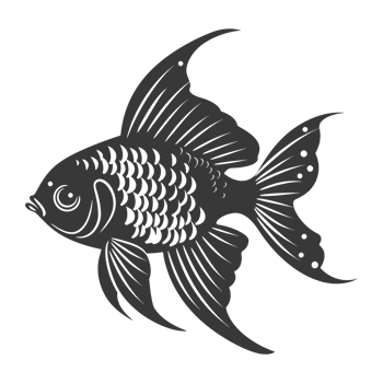 AI generated Silhouette Cute goldfish full body black color only png