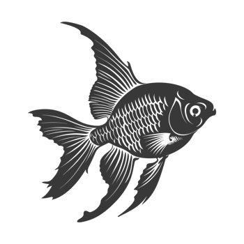 AI generated Silhouette Cute goldfish full body black color only png