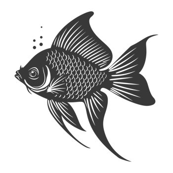 AI generated Silhouette Cute goldfish full body black color only png