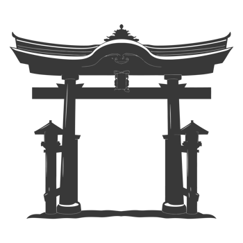 AI generated Silhouette japanese traditional gate black color only png