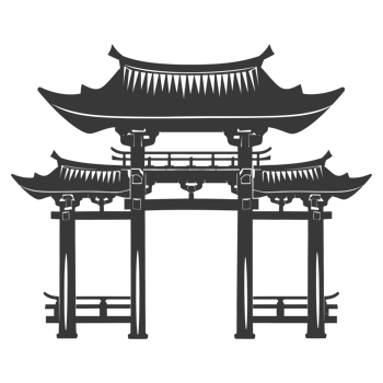 AI generated Silhouette japanese traditional gate black color only png
