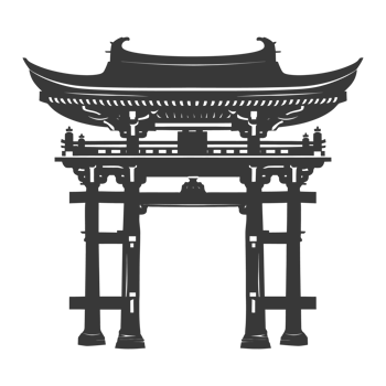 AI generated Silhouette japanese traditional gate black color only png