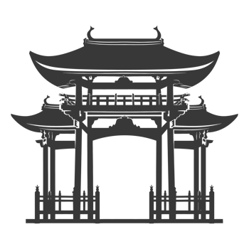 AI generated Silhouette japanese traditional gate black color only png