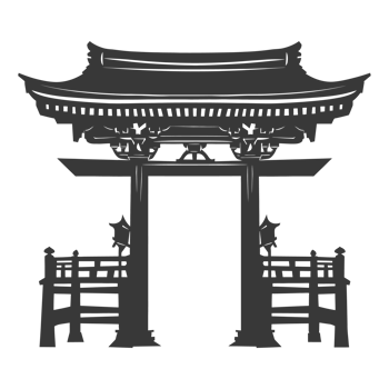 AI generated Silhouette japanese traditional gate black color only png