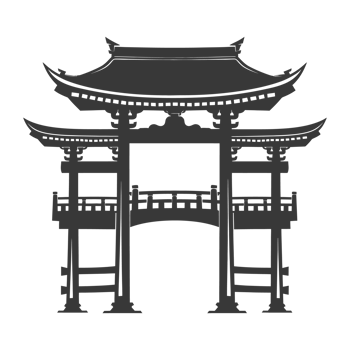 AI generated Silhouette japanese traditional gate black color only png