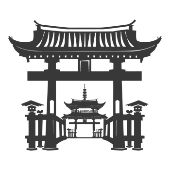 AI generated Silhouette japanese traditional gate black color only png
