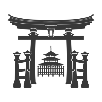 AI generated Silhouette japanese traditional gate black color only png