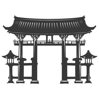 AI generated Silhouette japanese traditional gate black color only png