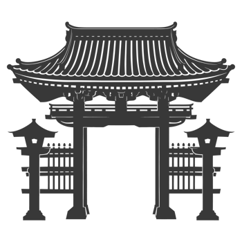 AI generated Silhouette japanese traditional gate black color only png