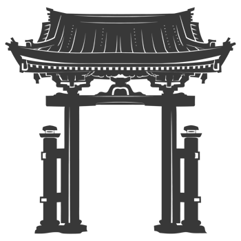 AI generated Silhouette japanese traditional gate black color only png