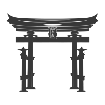 AI generated Silhouette japanese traditional gate black color only png
