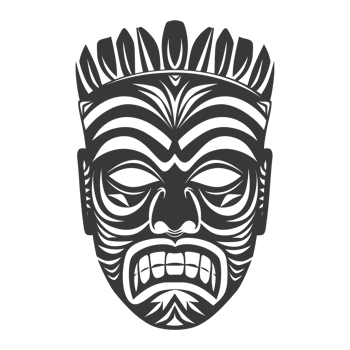 AI generated Silhouette Hawaiian Mask black color only png