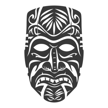 AI generated Silhouette Hawaiian Mask black color only png