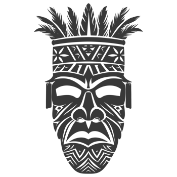 AI generated Silhouette Hawaiian Mask black color only png