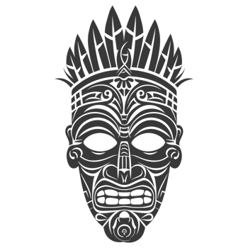 AI generated Silhouette Hawaiian Mask black color only png